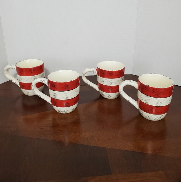 Oneida Sakura Colonial Mugs (No Trim) Red & White Speckled ~ Set Of 4 Pre-Owned - Picture 3 of 10